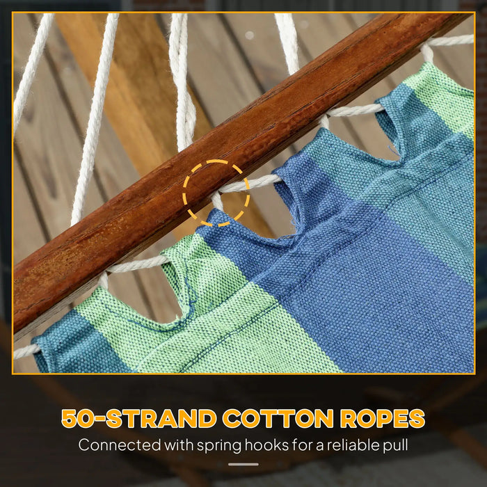 Garden Hammock with Triple-Head Eucalyptus Wood Arc Frame - Little and Giant Explorers Outsunny