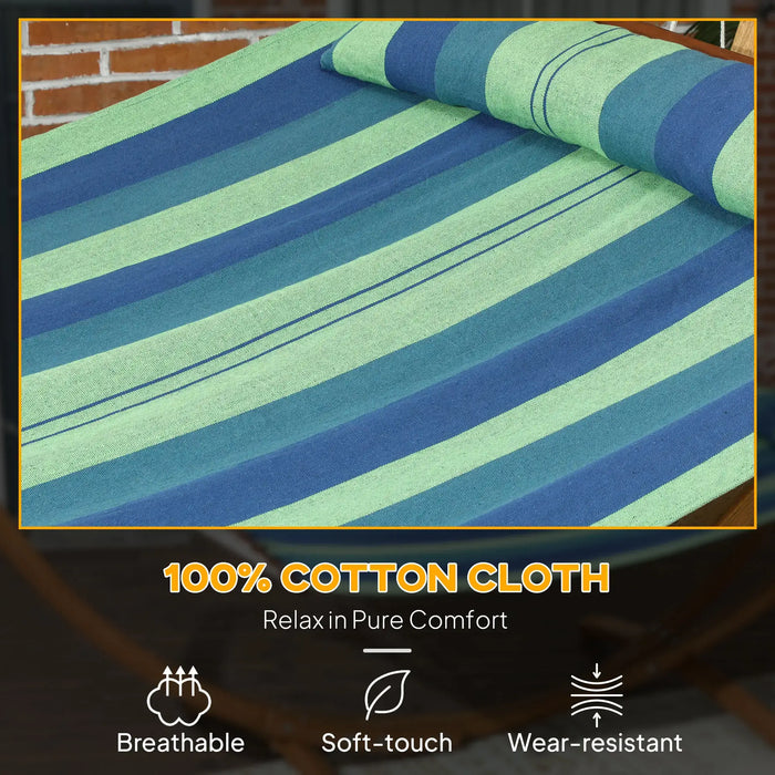 Garden Hammock with Triple-Head Eucalyptus Wood Arc Frame - Little and Giant Explorers Outsunny