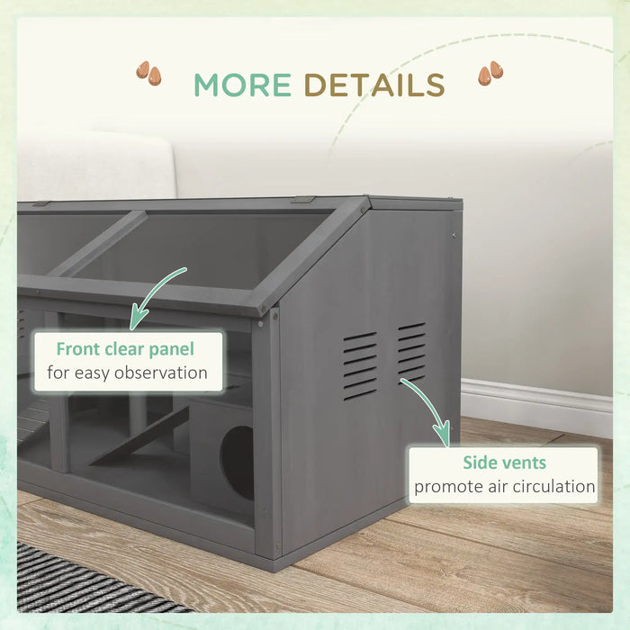 Wooden Hamster Cage – Grey | Suspension Bridge, Platform, Hut and Ladders PAWHUT - Little and Giant Explorers PawHut