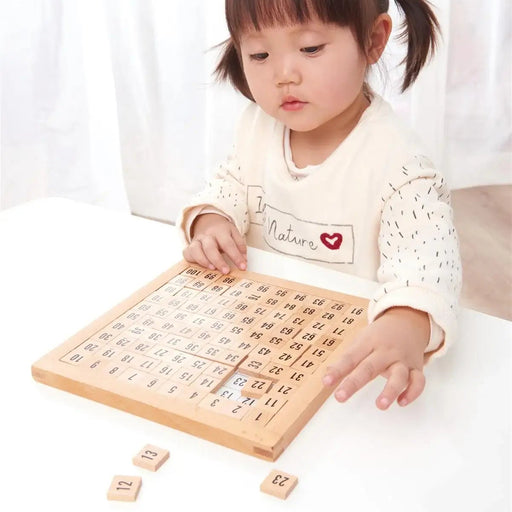 Wooden Hundred Board – Montessori Counting Toy | 1–100 Number Squares and Storage Bag LELIN - Little and Giant Explorers Lelin