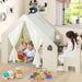 Wooden Indoor Playhouse with Attached Table, Blackboard and Chair - Little and Giant Explorers Costway