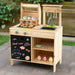 Interactive Wooden BBQ Grill Playset for Kids - Little and Giant Explorers Costway