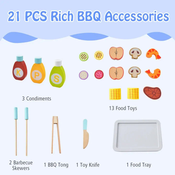 Kids BBQ Grill Playset with Wheels | Interactive Design with Complete Accessories - Little and Giant Explorers Costway