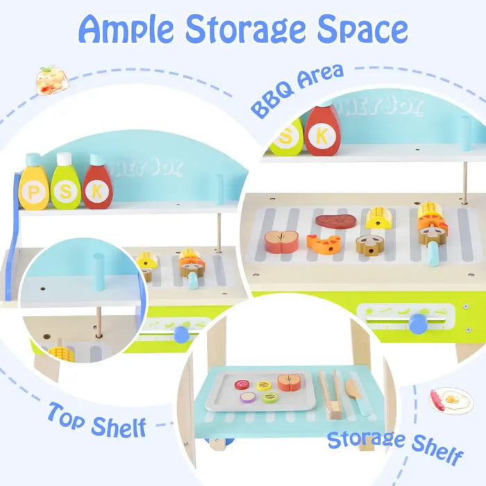 Kids BBQ Grill Playset with Wheels | Interactive Design with Complete Accessories - Little and Giant Explorers Costway