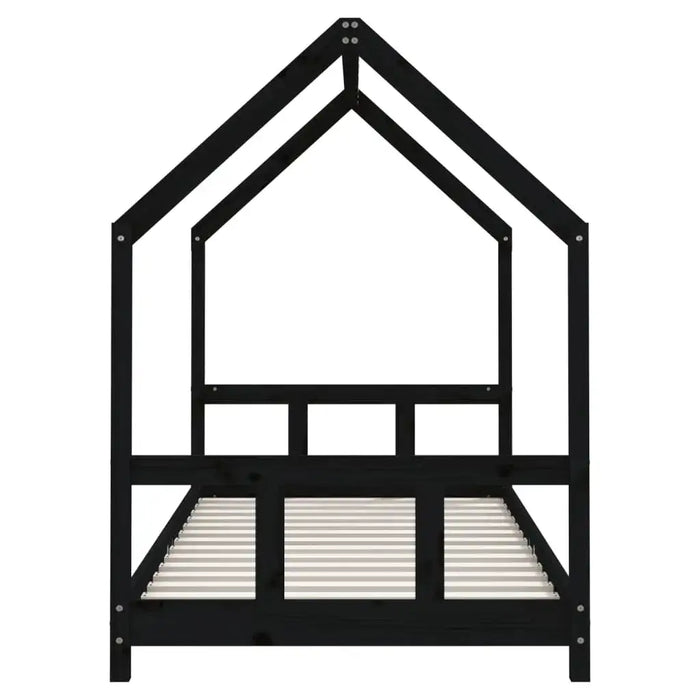 Kids Bed Frame in Black and Solid Wood Pine (90 x 190cm) - Little and Giant Explorers vidaXL