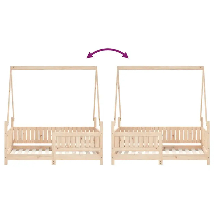 Kids House-Style Bed Frame in Solid Wood Pine (70 x 140cm) - Little and Giant Explorers vidaXL