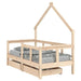 Wooden Kids Bed Frame Untreated 70x140cm | House Design with Storage Drawer - Little and Giant Explorers vidaXL