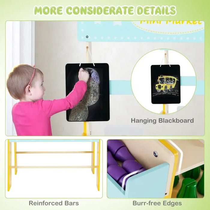 Wooden Kids Grocery Store Playset | Pretend Supermarket with Cash Register COSTWAY - Little and Giant Explorers Costway