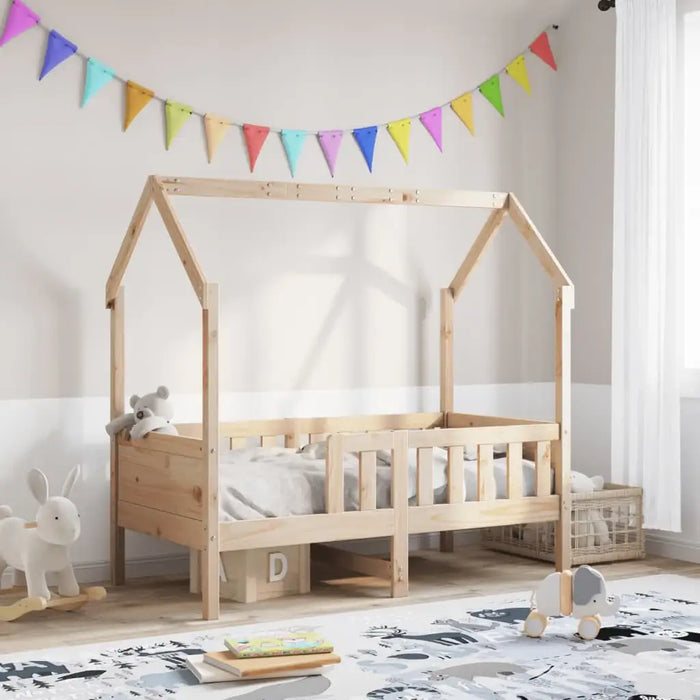 Wooden Kids House Bed Frame - Pine 80x160cm | Playful Design with Rails VIDAXL - Little and Giant Explorers vidaXL