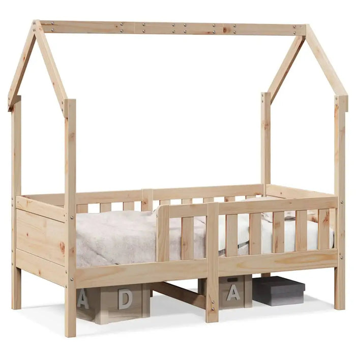 Wooden Kids House Bed Frame - Pine 80x160cm | Playful Design with Rails VIDAXL - Little and Giant Explorers vidaXL