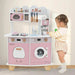 Wooden Kids Kitchen Playset with Coffee Maker in Pink - Little and Giant Explorers Costway