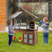 Kids Mud Kitchen | Fir Wood Construction with Outdoor Canopy - Little and Giant Explorers Costway