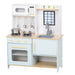 Wooden Kids Play Kitchen - Blue and White | Stainless Steel Set and Microwave AIYAPLAY - Little and Giant Explorers AIYAPLAY