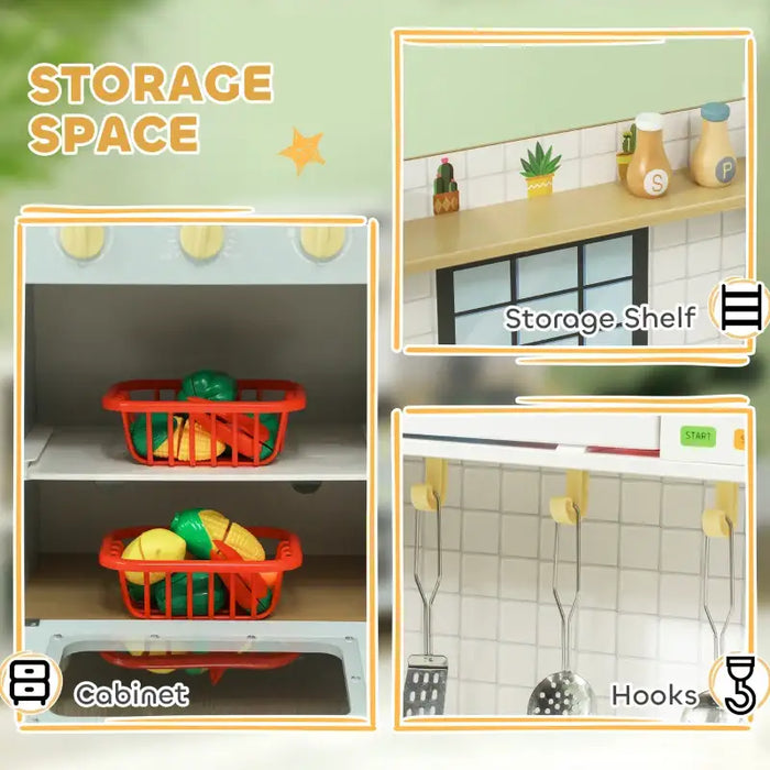 Wooden Kids Play Kitchen - Blue and White | Stainless Steel Set and Microwave AIYAPLAY - Little and Giant Explorers AIYAPLAY