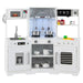 Wooden Kids Pretend Play Kitchen - White | Real Lights and Sounds COSTWAY - Little and Giant Explorers Costway