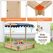 Wooden Kids Sandbox - Cedar Wood | Adjustable Canopy and Bench Seating COSTWAY - Little and Giant Explorers Costway