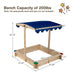 Wooden Kids Sandbox - Cedar Wood | Adjustable Canopy and Bench Seating COSTWAY - Little and Giant Explorers Costway
