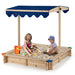 Wooden Kids Sandbox - Cedar Wood | Adjustable Canopy and Bench Seating COSTWAY - Little and Giant Explorers Costway