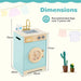 Wooden Kids Washing Machine with Sink – Blue Laundry Playset | Rotating Drum COSTWAY - Little and Giant Explorers Costway