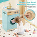 Wooden Kids Washing Machine with Sink – Blue Laundry Playset | Rotating Drum COSTWAY - Little and Giant Explorers Costway