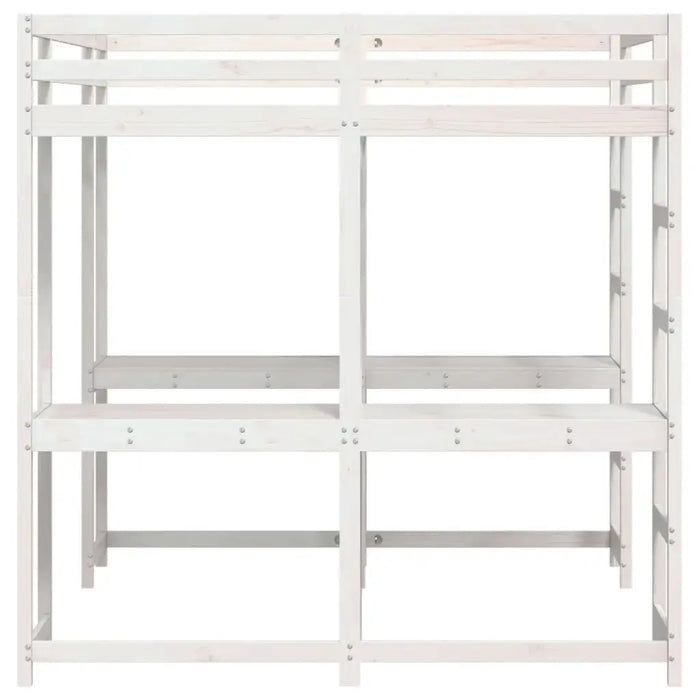 Wooden Loft Bed - White 140x200cm | Desk, Ladder and Guardrails VIDAXL - Little and Giant Explorers vidaXL