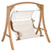 Wooden Loveseat Swing Chair with Canopy and Cushion - Little and Giant Explorers Outsunny