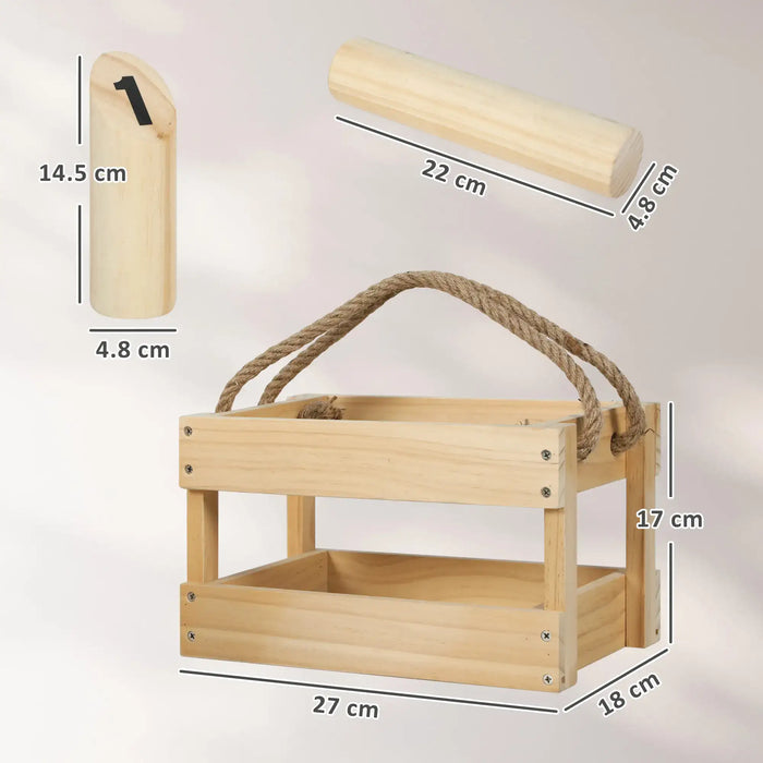 Wooden Molkky Set Natural Wood Finish | Finnish Tossing Game with Carry Box - Little and Giant Explorers SPORTNOW