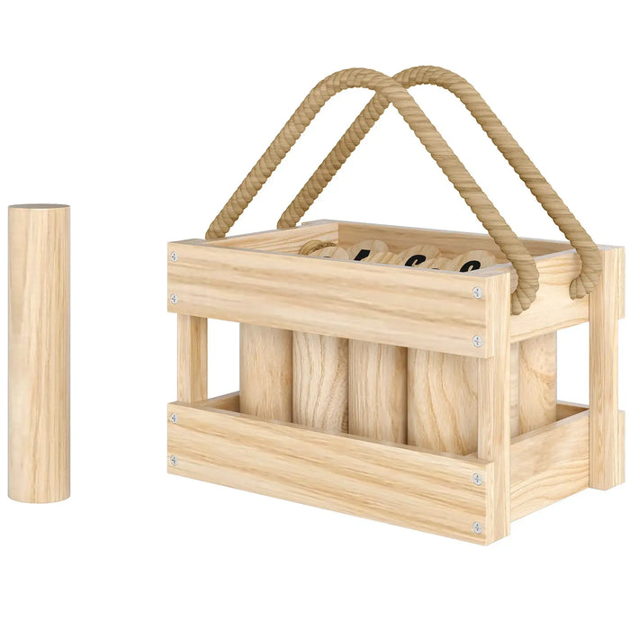 Wooden Molkky Set Natural Wood Finish | Finnish Tossing Game with Carry Box - Little and Giant Explorers SPORTNOW