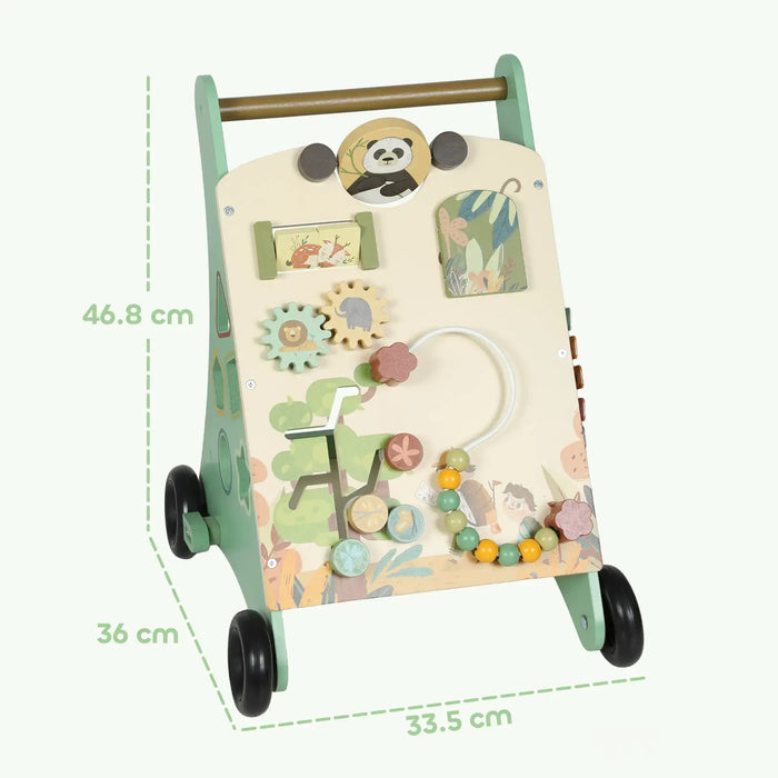 Wooden Multifunctional Baby Walker | Montessori Activity Centre with Adjustable Brakes AIYAPLAY - Little and Giant Explorers