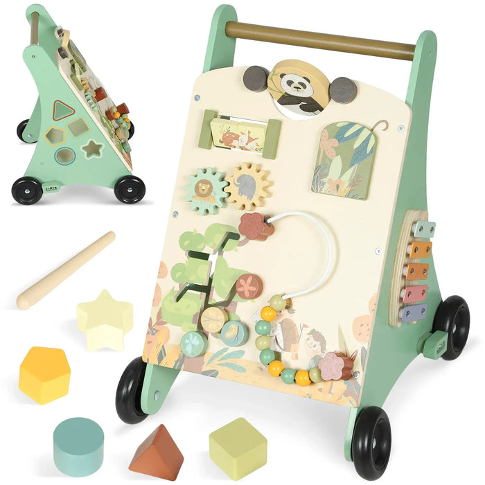 Wooden Multifunctional Baby Walker | Montessori Activity Centre with Adjustable Brakes AIYAPLAY - Little and Giant Explorers