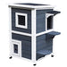 Wooden Outdoor 2-Floor Cat House with Window in Grey - Little and Giant Explorers PawHut