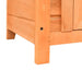 Close-up of brown wooden outdoor cat house corner with weather-resistant finish