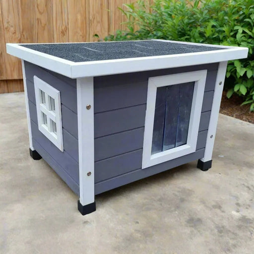 @Pet Outdoor Cat House 57x45x43 cm Wood Grey and White - Little and Giant Explorers @Pet