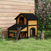 Wooden Cat House with Flower Pot and Windows in Yellow - Little and Giant Explorers PawHut
