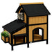 Wooden Cat House with Flower Pot and Windows in Yellow - Little and Giant Explorers PawHut
