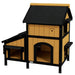 Wooden Cat House with Flower Pot and Windows in Yellow - Little and Giant Explorers PawHut