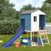 Wooden Outdoor Playhouse Set with Wave Slide - Blue | Solid Fir Wood Play Tower - Safety Railings VIDAXL - Little and Giant Explorers vidaXL