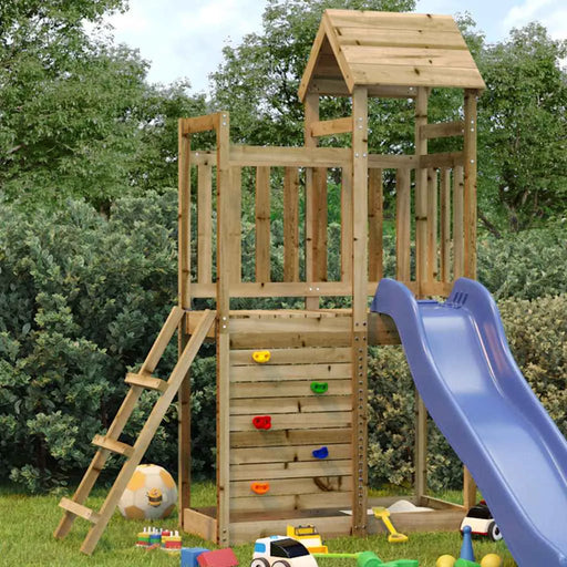 Wooden Outdoor Playset Vacuum Pressure Impregnated Pinewood | Modular Design with Rockwall and Ladder - Little and Giant Explorers vidaXL