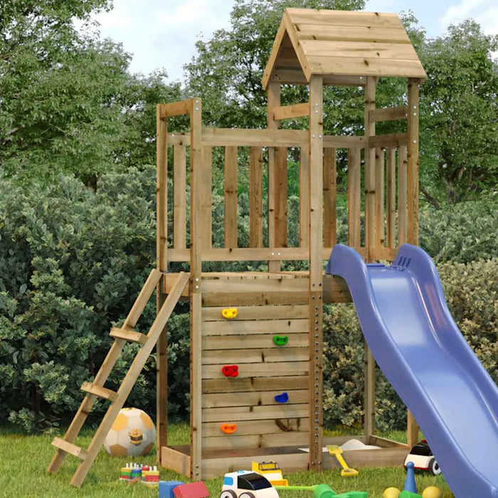 Wooden Outdoor Playset Vacuum Pressure Impregnated Pinewood | Modular Design with Rockwall and Ladder - Little and Giant Explorers vidaXL
