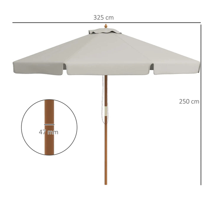 Elegant Wooden Parasol in Grey 3.3m - Little and Giant Explorers Outsunny