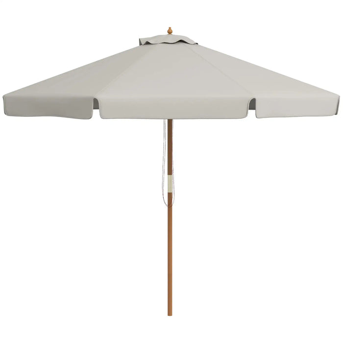 Elegant Wooden Parasol in Grey 3.3m - Little and Giant Explorers Outsunny