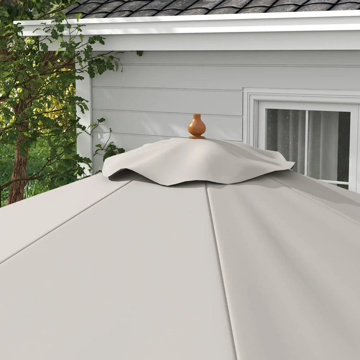 Elegant Wooden Parasol in Grey 3.3m - Little and Giant Explorers Outsunny