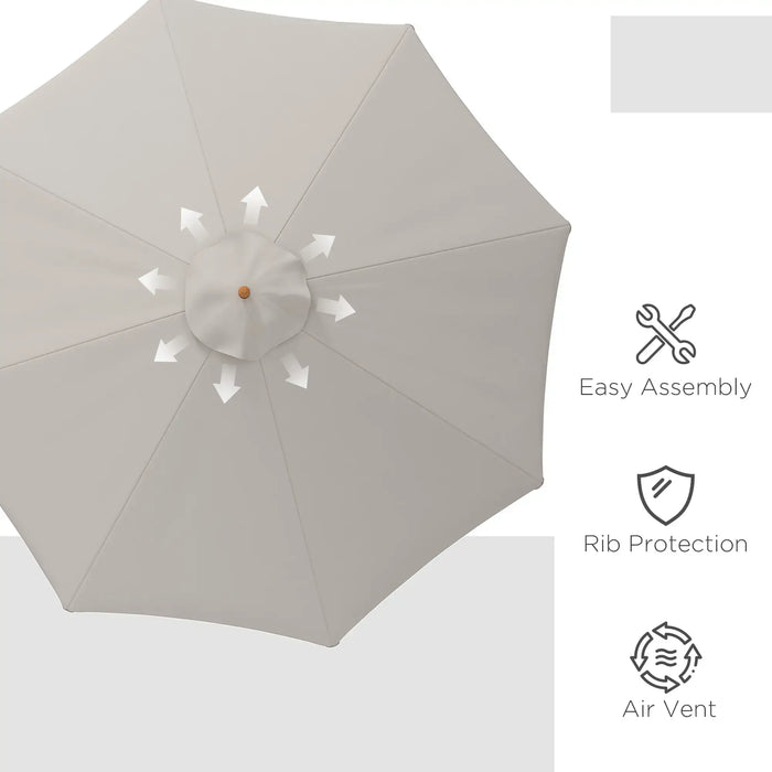 Elegant Wooden Parasol in Grey 3.3m - Little and Giant Explorers Outsunny