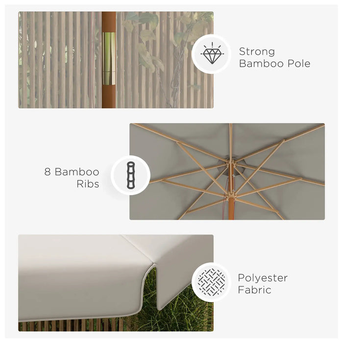 Elegant Wooden Parasol in Grey 3.3m - Little and Giant Explorers Outsunny