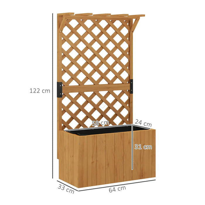 Wooden Planter with Trellis | Natural Wood Finish with Hanging Roof and Dual-Function Design - Little and Giant Explorers Outsunny