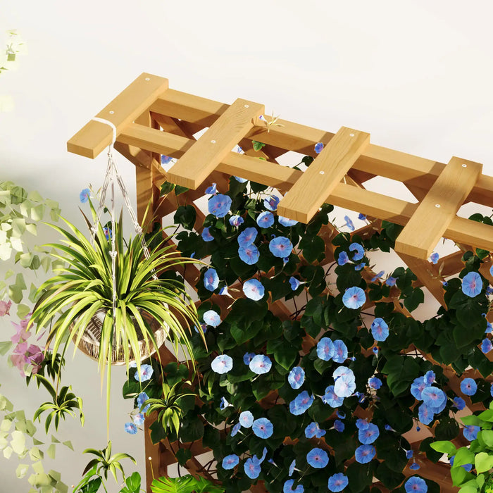 Wooden Planter with Trellis | Natural Wood Finish with Hanging Roof and Dual-Function Design - Little and Giant Explorers Outsunny