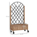 Wooden Planters with Diamond-Shaped Trellis | Four Wheels and Steel Back Grid - Little and Giant Explorers Outsunny