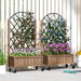 Wooden Planters with Diamond-Shaped Trellis | Four Wheels and Steel Back Grid - Little and Giant Explorers Outsunny