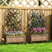 Wooden Planters with Diamond-Shaped Trellis | Four Wheels and Steel Back Grid - Little and Giant Explorers Outsunny