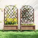 Wooden Planters with Diamond-Shaped Trellis | Four Wheels and Steel Back Grid - Little and Giant Explorers Outsunny